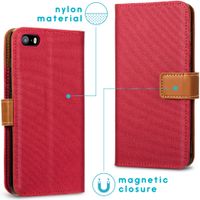 imoshion Luxuriöse Canvas-Klapphülle iPhone SE / 5 / 5s - Rot