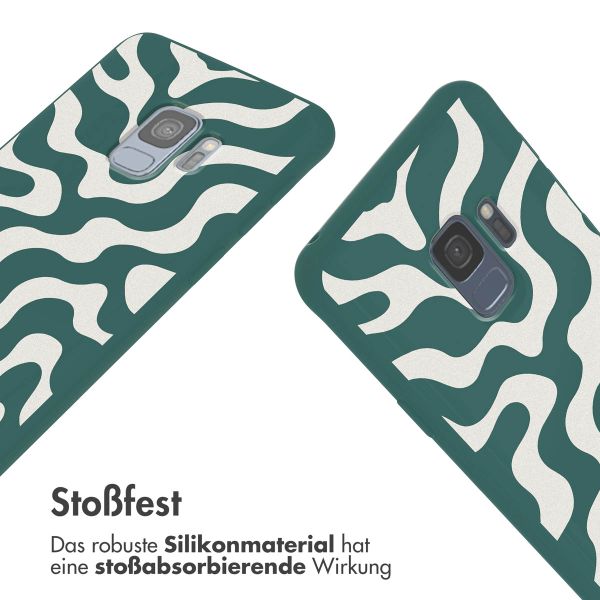 imoshion SilikonHülle design mit Band Samsung Galaxy S9 - Petrol Green Groovy