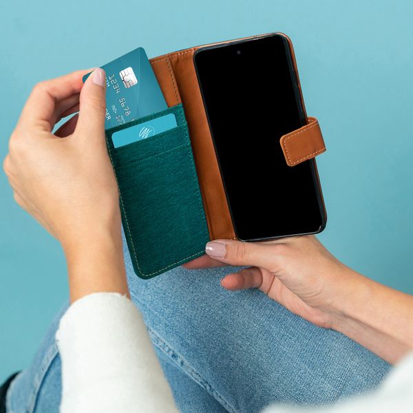 imoshion Luxuriöse Canvas-Klapphülle Samsung Galaxy A21s - Grün