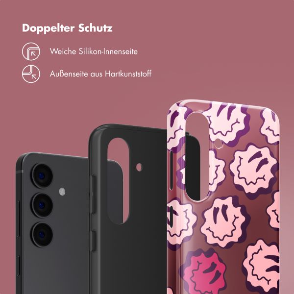 Selencia Vivid Back Cover Samsung Galaxy S24 - Wavy Smiley Pink