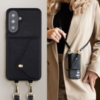Selencia Sera HandyHülle mit Kordel und Umschlag-Kartenhalter Samsung Galaxy A37 (5G) - Schwarz