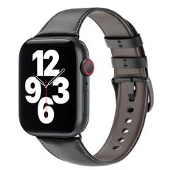 WiWu Vintage Lederarmband für das  Apple Watch Series 1 t/m 9 / SE (38/40/41 mm) | Series 10 / 11 (42 mm) - Schwarz