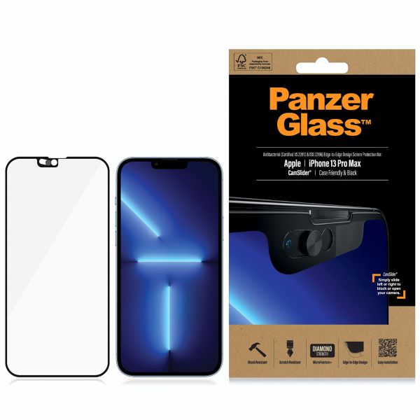 PanzerGlass CamSlider™ Case Friendly Screen Protector für das Apple iPhone 13 Pro Max - Schwarz