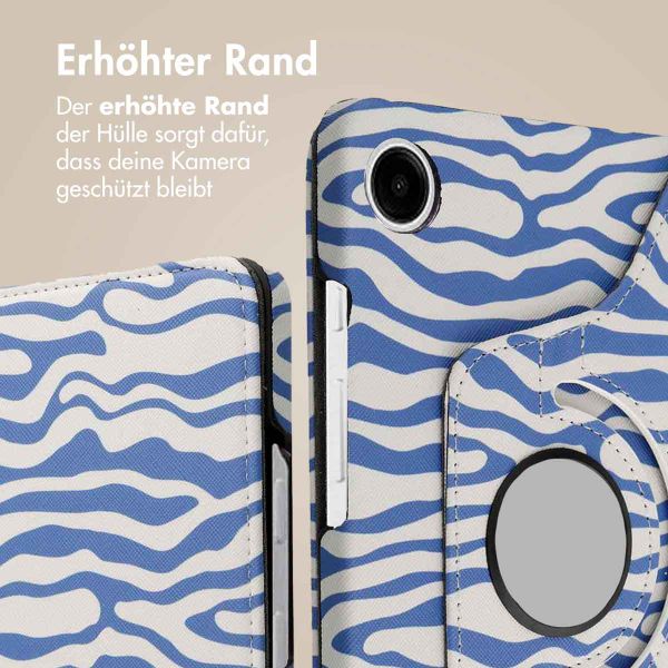 imoshion 360° drehbare Design Klapphülle Samsung Galaxy Tab A9 Plus - White Blue Stripes