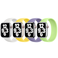 Apple 4 Pack Silikon Solo Loop für Apple Watch | 38/40/41/42 mm - Größe 6 - White / Canary Yellow / English Lavender / Sprout Green
