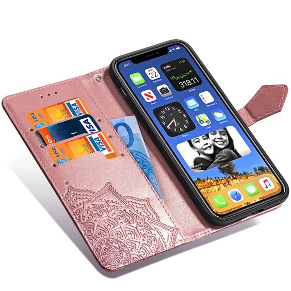 Mandala Klapphülle Apple iPhone 12 (Pro) - Roségold