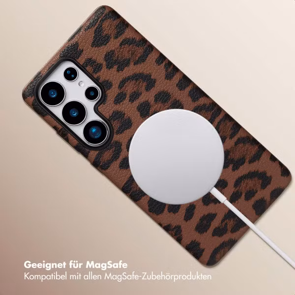 Selencia Sabi Backcover Leopardenmuster mit MagSafe Samsung Galaxy S25 Ultra - Mocha Brown