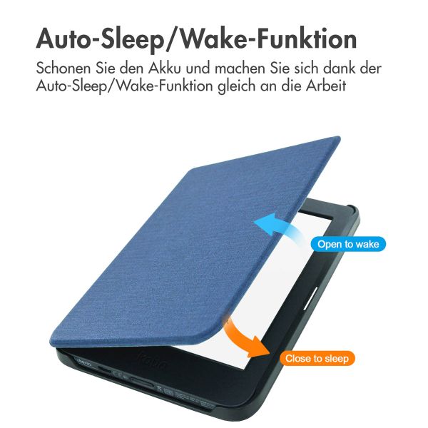 imoshion Canvas Sleepcover Klapphülle Kobo Nia - Dunkelblau