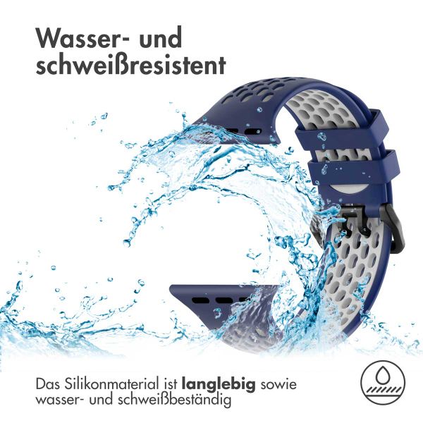 imoshion Silikonsportarmband Buckle für das Apple Watch Series 1-9 / SE - 38/40/41 mm / Series 10 - 42 mm - Dunkelblau / Weiß