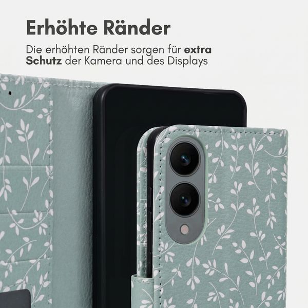 imoshion Design Klapphülle Samsung Galaxy S25 Edge - Smoke Green Flowers