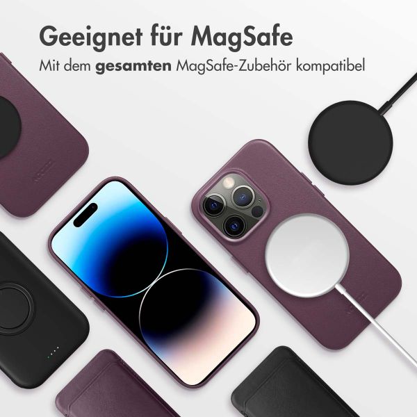 Accezz MagSafe Leather Backcover für das iPhone 14 Pro - Heath Purple