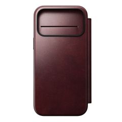 Nomad Modern Horween Leather Folio Bookcase mit MagSafe Apple iPhone 17 Pro Max - Burgundy