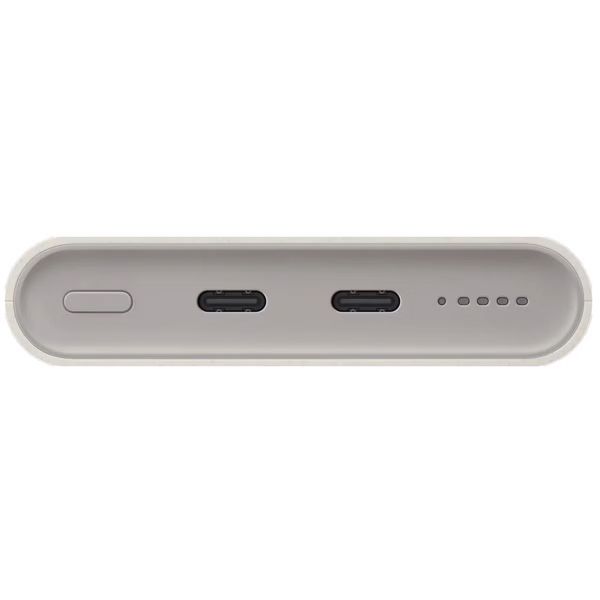 Samsung Originales Kabelloses Powerbank-Bundle | Samsung Galaxy Batteriepack 10.000 mAh – 2x USB-C – Beige + Samsung 25-Watt-USB-C-Adapter