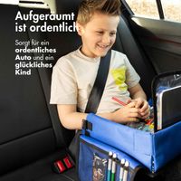 imoshion Reisetisch - Tablethalter Auto - 7 Aufbewahrungsfächer - Inklusive 2 Malvorlagen - Blau