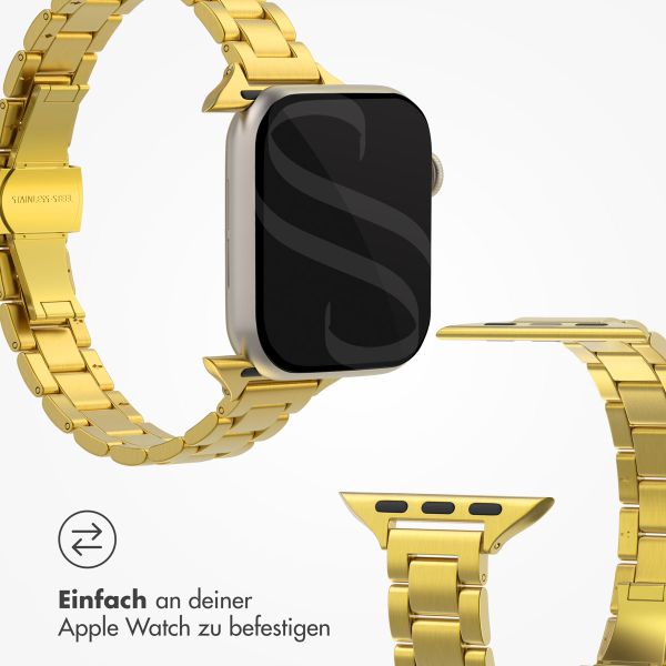 Selencia Slim Stahlgliederarmband für die Apple Watch Series 1 bis 9 / SE (38/40/41 mm) | Series 10 (42 mm) - Gold