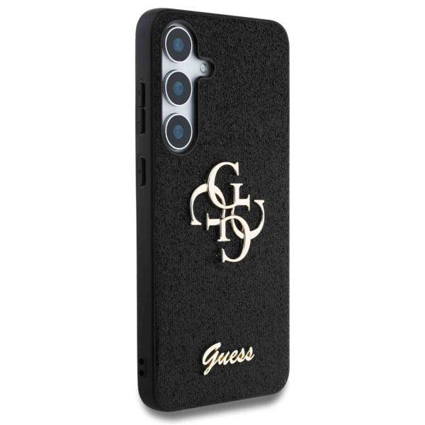 Guess 4G Metal Logo Back Cover mit Glitter Samsung Galaxy S25 - Schwarz