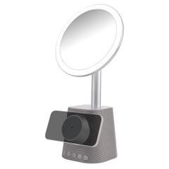 imoshion Make-up-Spiegel mit Bluetooth-Lautsprecher und kabellosem Ladegerät - Silber
