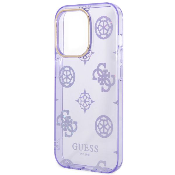 Guess Peony Glitter Back Cover für das iPhone 14 Pro - Violett