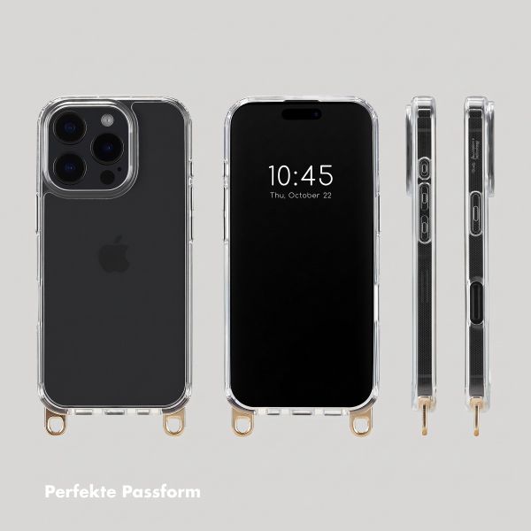 Transparentes Backcover mit abnehmbaren Haken für das Apple iPhone 16 Pro Max + Lova Handgelenkband - Tortoise Leopard