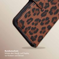 Selencia Sabi Klapphülle mit Leopardenmuster Samsung Galaxy A35 - Mocha Brown