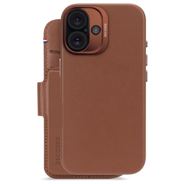 Decoded 2 in 1 Leather Klapphülle MagSafe Apple iPhone 16 - Tan
