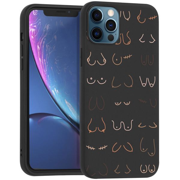 imoshion Design Hülle für das iPhone 12 (Pro) - Boobs all over - Schwarz