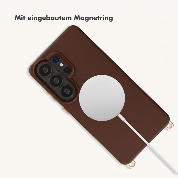 Selencia Rivièra Backcover mit MagSafe mit abnehmbaren Haken Samsung Galaxy S26 Ultra - Choco Brown