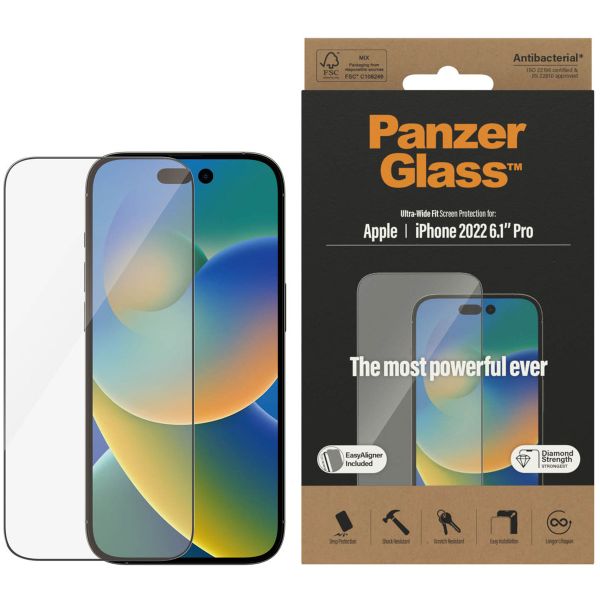 PanzerGlass Ultra-Wide Fit Antibakterieller Displayschutz mit Applikator Apple iPhone 14 Pro