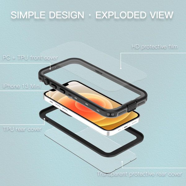 Redpepper Dot Plus Waterproof Case für das Apple iPhone 13 Mini - Schwarz