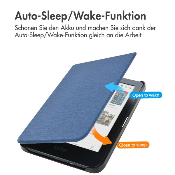 imoshion Canvas Sleepcover Klapphülle für das Kobo Clara Colour / Kobo Clara BW - Dunkelblau