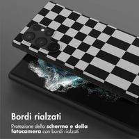 Selencia SilikonHülle design mit abnehmbarem Band Samsung Galaxy S22 Ultra - Irregular Check Black