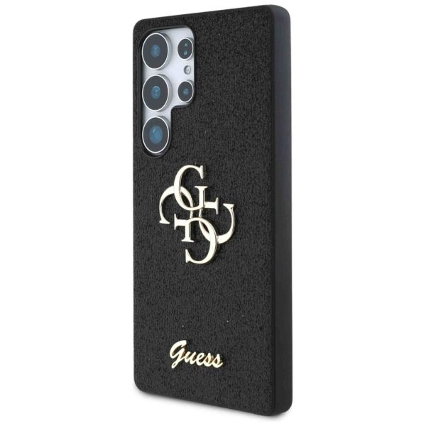 Guess 4G Metal Logo Back Cover mit Glitter Samsung Galaxy S25 Ultra - Schwarz