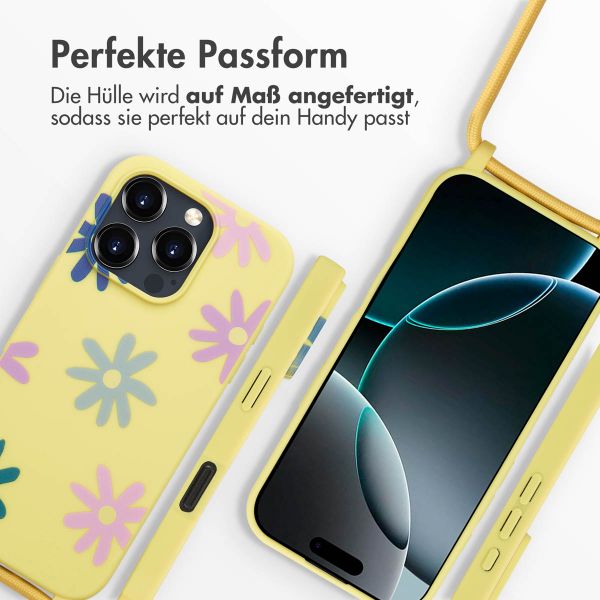 imoshion Silikonhülle design mit Band für das iPhone 16 Pro Max - Yellow Flower Distance