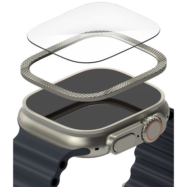 Ringke Bezel Styling + Displayschutz für die Apple Watch Ultra - 49 mm - Knurling Titanium