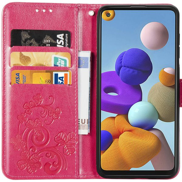 Kleeblumen Klapphülle Samsung Galaxy A21s - Fuchsia