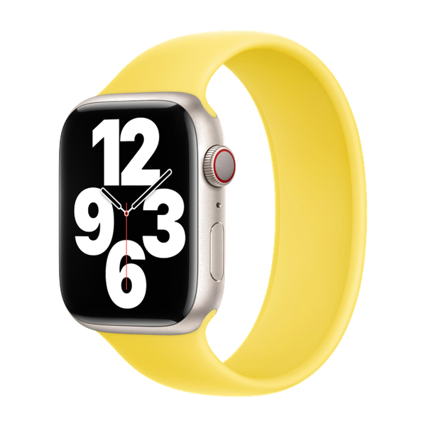 Apple 4 Pack Silikon Solo Loop für Apple Watch | 44/45/46/49 mm - Größe 9 - White / Canary Yellow / Storm Blue / Pistachio