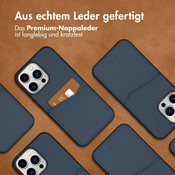 Accezz Premium Leather Card Slot Back Cover für das iPhone 14 Pro Max - Dunkelblau