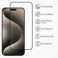 Accezz Dreifach starke Full Cover Schutzfolie mit Applikator für das iPhone 15 Pro - Transparent