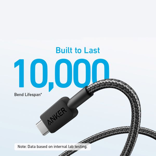 Anker 322 USB-A zu USB-C kabel - Geflochtenes Nylon - 1,8 meter - Schwarz