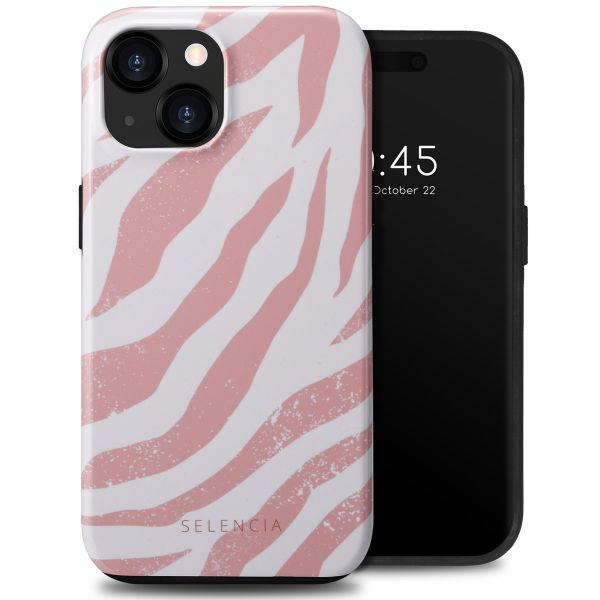 Selencia Vivid Tough Back Cover für das iPhone 15  - Colorful Zebra Old Pink