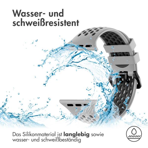 imoshion Silikonsportarmband Buckle für das Apple Watch Series 1 bis 9 / SE (38/40/41 mm) | Series 10 / 11 (42 mm) - Grau / Schwarz