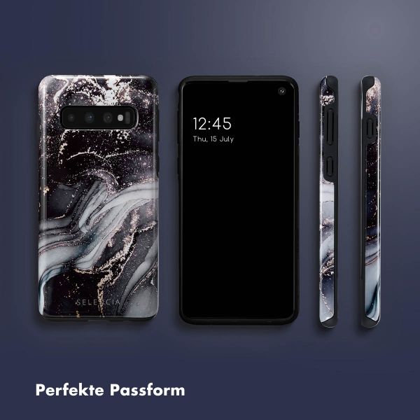 Selencia Vivid Tough Back Cover für das Samsung Galaxy S10 - Chic Marble Black