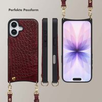 Selencia Nova Croco HandyHülle mit Kordel und Kartenhalter Apple iPhone 17 - Burgundy