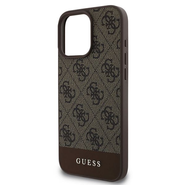 Guess Bottom Stripe 4G Back Cover für das iPhone 16 Pro - Braun