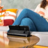 Kleeblumen Klapphülle Schwarz für Huawei P Smart Plus