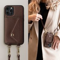 Selencia Sera HandyHülle mit Kordel und Umschlag-Kartenhalter Apple iPhone 12 Pro - Chocolate Brown