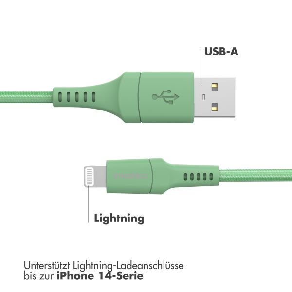 imoshion ﻿Lightning- auf USB-Kabel – nicht MFi-zertifiziert – Geflochtenes Gewebe – 2 m – Grün