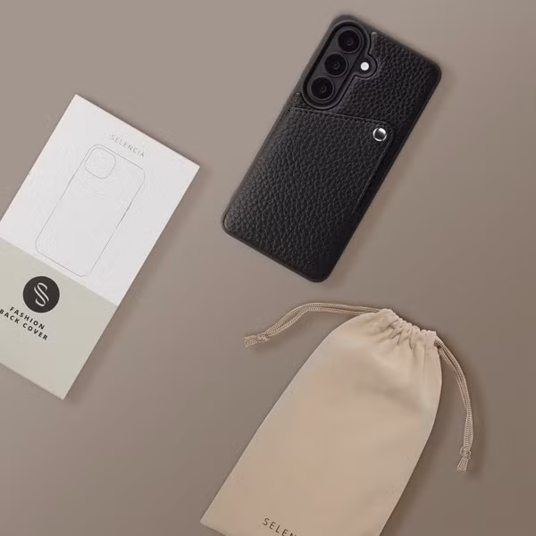 Selencia Riva Back Cover mit Kartenfach Samsung Galaxy S26 Plus - Schwarz