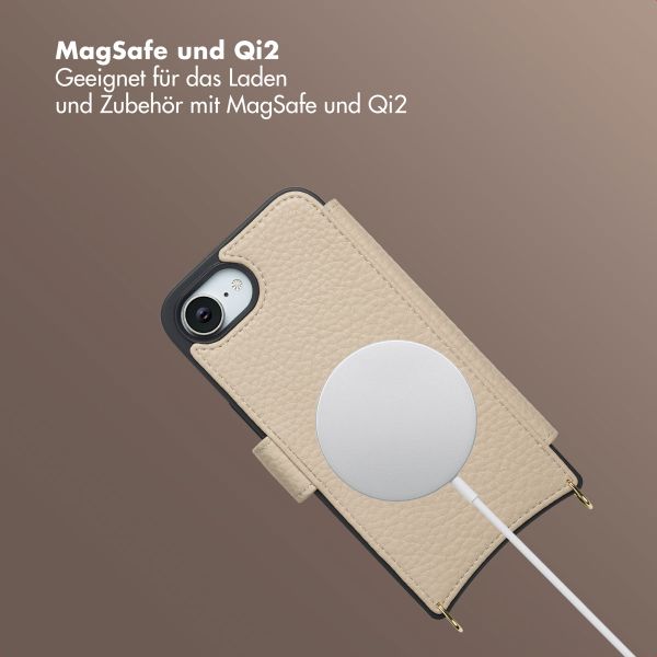 Selencia Riva Bookcase mit MagSafe und Handgelenkband Apple iPhone 16e - Beige