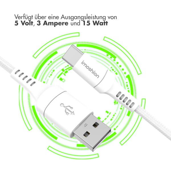 imoshion Braided USB-C-zu-USB-A Kabel - 2 Meter - Weiß